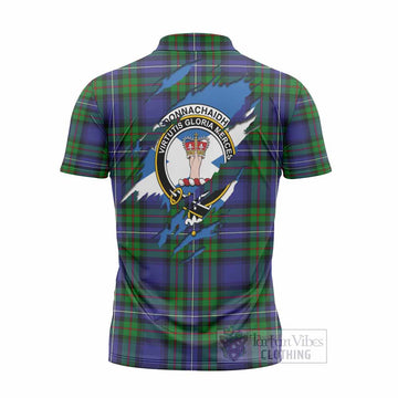 Donnachaidh Clan Crest In Me Tartan Zipper Polo Shirt Scotland Flag Style