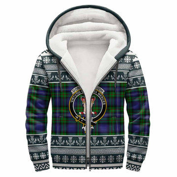 Donnachaidh Clan Tartan Christmas Fleece Hoodie with Family Crest