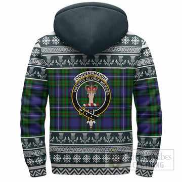 Donnachaidh Clan Tartan Christmas Fleece Hoodie with Family Crest
