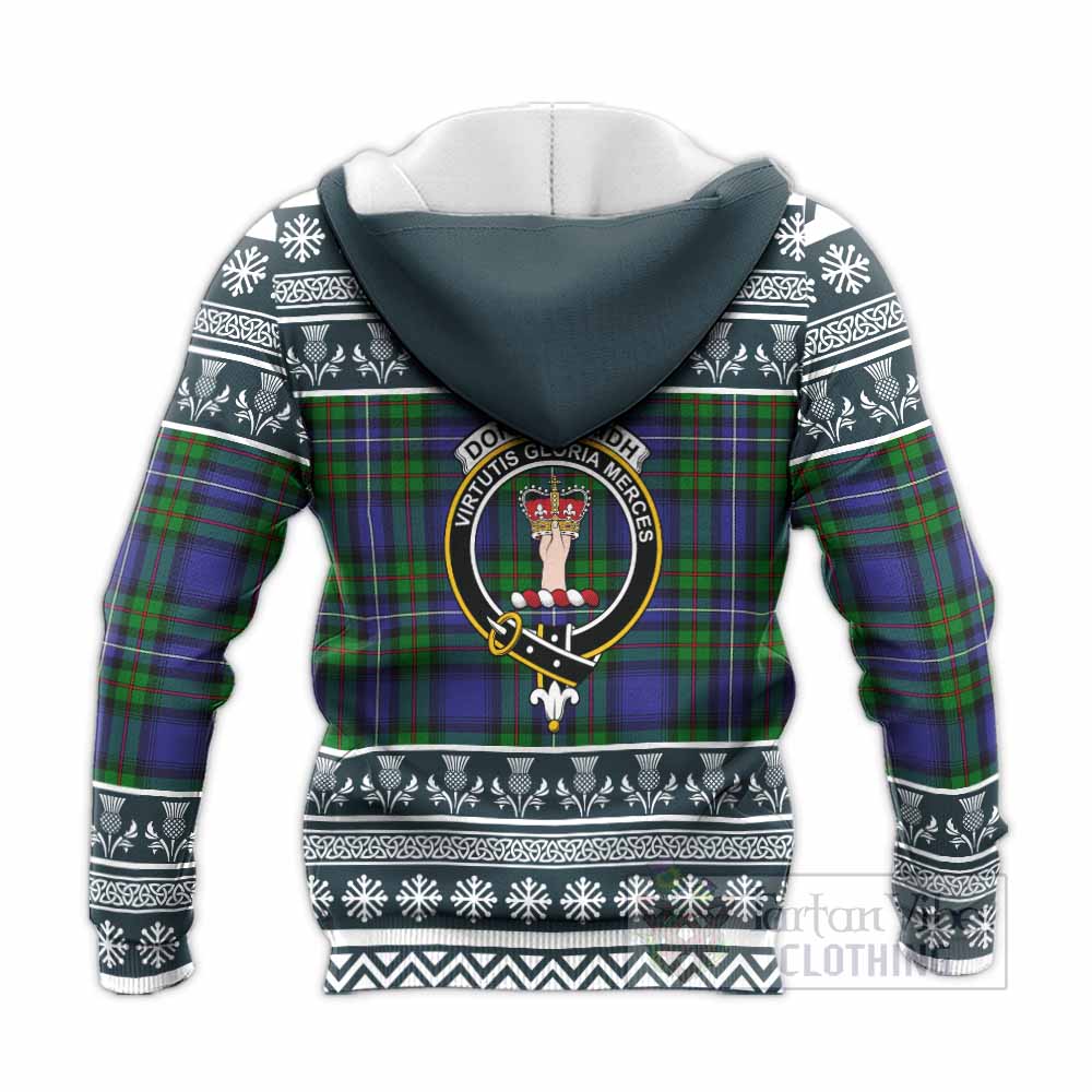 Donnachaidh Clan Tartan Christmas Knitted Hoodie with Family Crest - Tartan Vibes Clothing