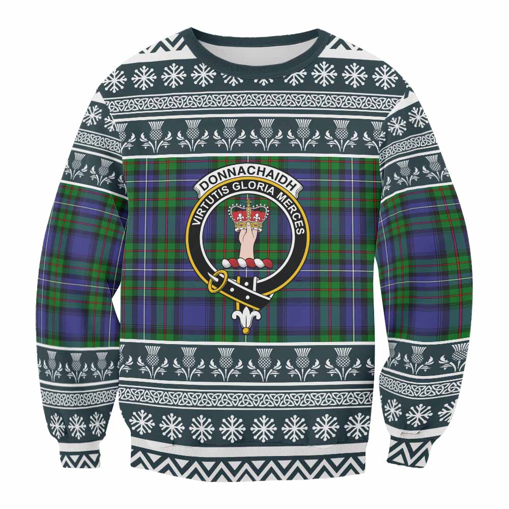 Donnachaidh Clan Tartan Christmas Sweatshirt with Family Crest - Tartan Vibes Clothing