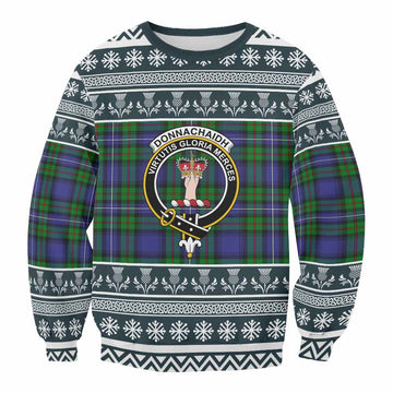 Donnachaidh Clan Tartan Christmas Sweatshirt with Family Crest
