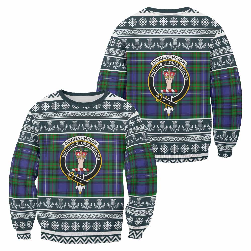 Donnachaidh Clan Tartan Christmas Sweatshirt with Family Crest - Tartan Vibes Clothing