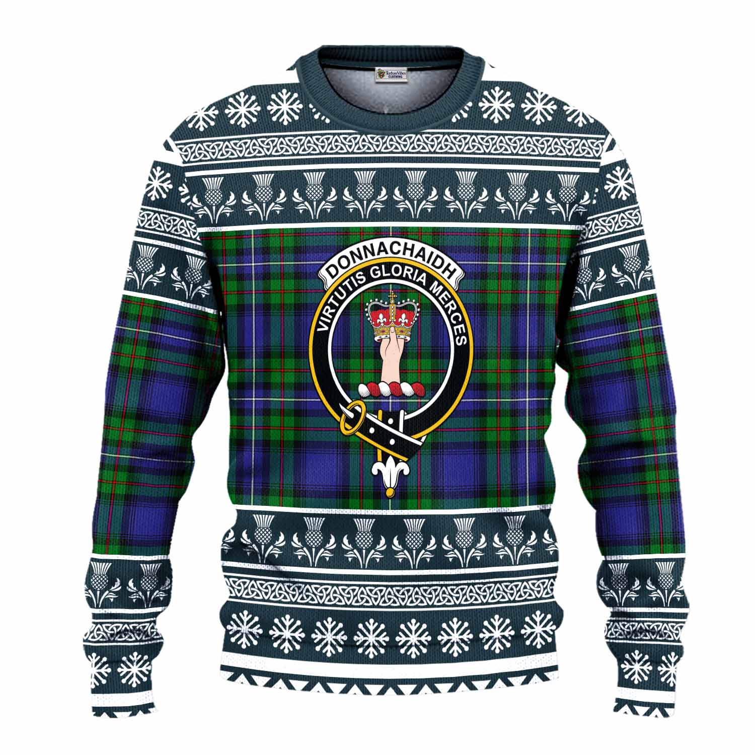 Donnachaidh Clan Tartan Christmas Ugly Sweater with Family Crest - Tartan Vibes Clothing