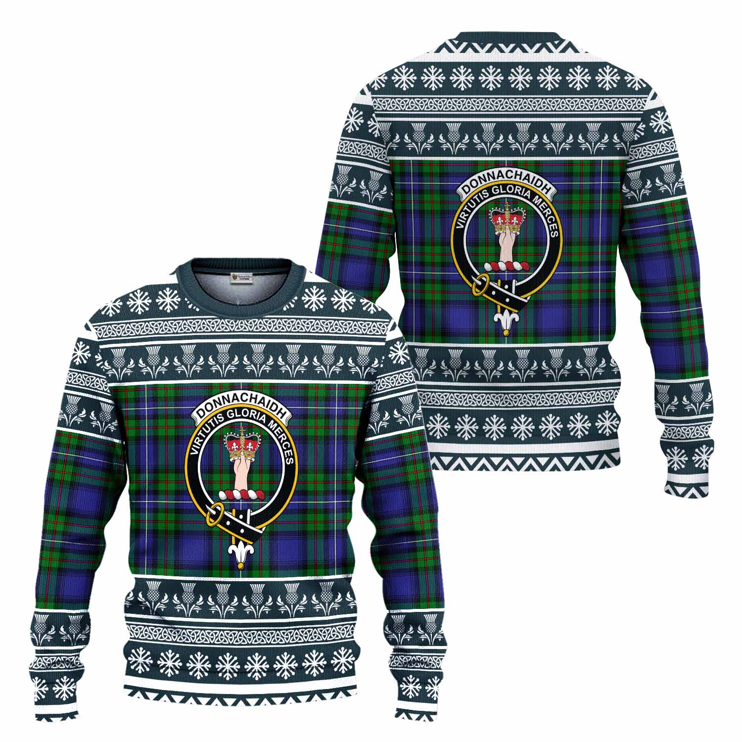 Donnachaidh Clan Tartan Christmas Ugly Sweater with Family Crest - Tartan Vibes Clothing