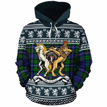 Donnachaidh Clan Tartan Crest Christmas Cotton Hoodie Coat of Arms Funny Style