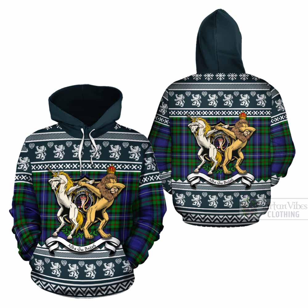 Donnachaidh Clan Tartan Crest Christmas Cotton Hoodie Coat of Arms Funny Style - Tartan Vibes Clothing