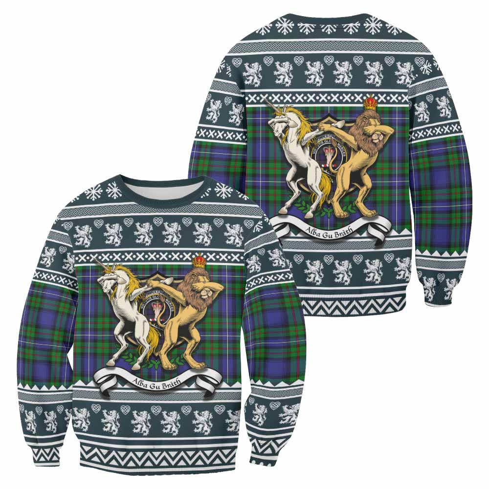 Donnachaidh Clan Tartan Crest Christmas Sweatshirt Coat of Arms Funny Style - Tartan Vibes Clothing