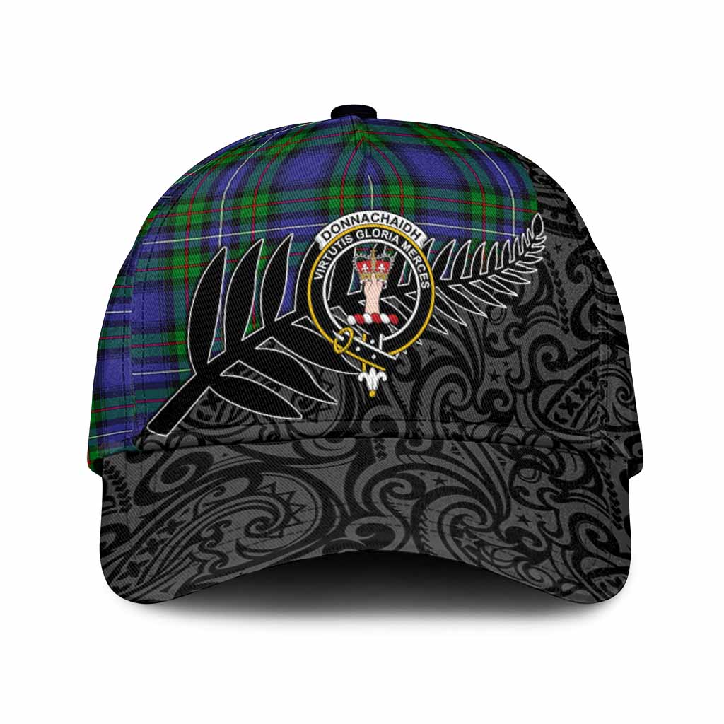 Donnachaidh Crest Tartan Classic Cap with New Zealand Silver Fern Half Style