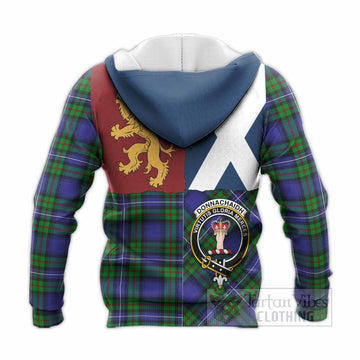 Donnachaidh Crest Tartan Knitted Hoodie with Lion Rampant Saltire Style