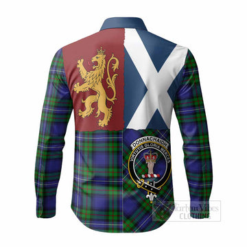 Donnachaidh Crest Tartan Long Sleeve Button Shirts with Lion Rampant Saltire Style