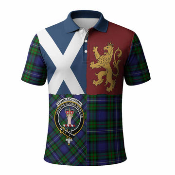 Donnachaidh Crest Tartan Polo Shirt with Lion Rampant Saltire Style