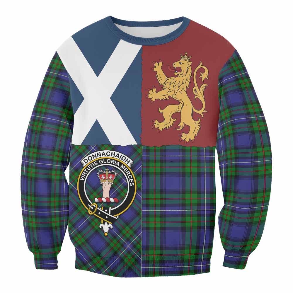 Donnachaidh Crest Tartan Sweatshirt with Lion Rampant Saltire Style