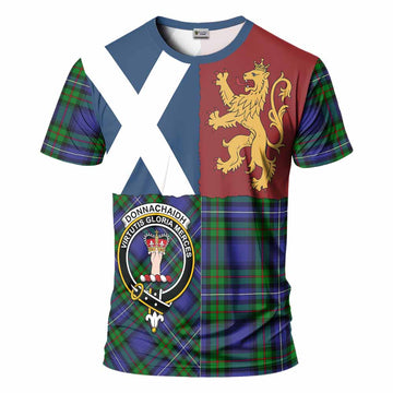 Donnachaidh Crest Tartan T-Shirt with Lion Rampant Saltire Style