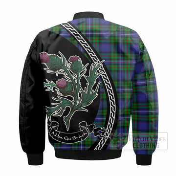 Donnachaidh Family Crest Tartan Bomber Jacket Alba Thistle Inspired