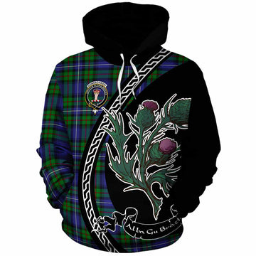 Donnachaidh Family Crest Tartan Cotton Hoodie Alba Thistle Inspired