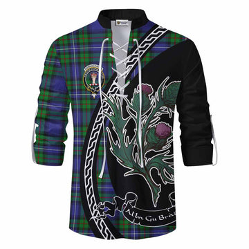 Donnachaidh Family Crest Tartan Ghillie Shirt Alba Thistle Inspired