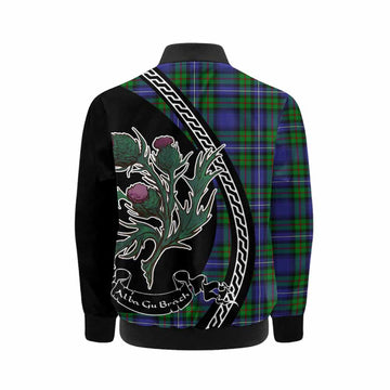 Donnachaidh Family Crest Tartan Kid Bomber Jacket Alba Thistle Inspired