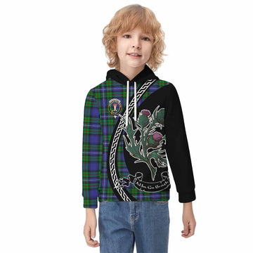 Donnachaidh Family Crest Tartan Kid Hoodie Alba Thistle Inspired