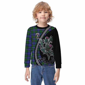Donnachaidh Family Crest Tartan Kid Knitted Sweatshirt Alba Thistle Inspired