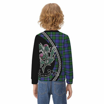 Donnachaidh Family Crest Tartan Kid Knitted Sweatshirt Alba Thistle Inspired