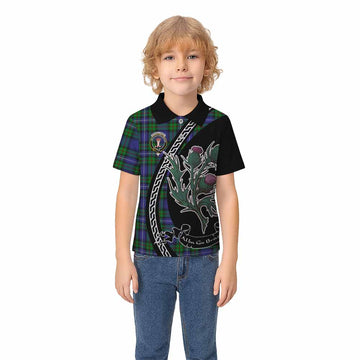 Donnachaidh Family Crest Tartan Kid Polo Shirt Alba Thistle Inspired