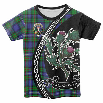 Donnachaidh Family Crest Tartan Kid T-shirt Alba Thistle Inspired