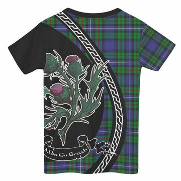 Donnachaidh Family Crest Tartan Kid T-shirt Alba Thistle Inspired