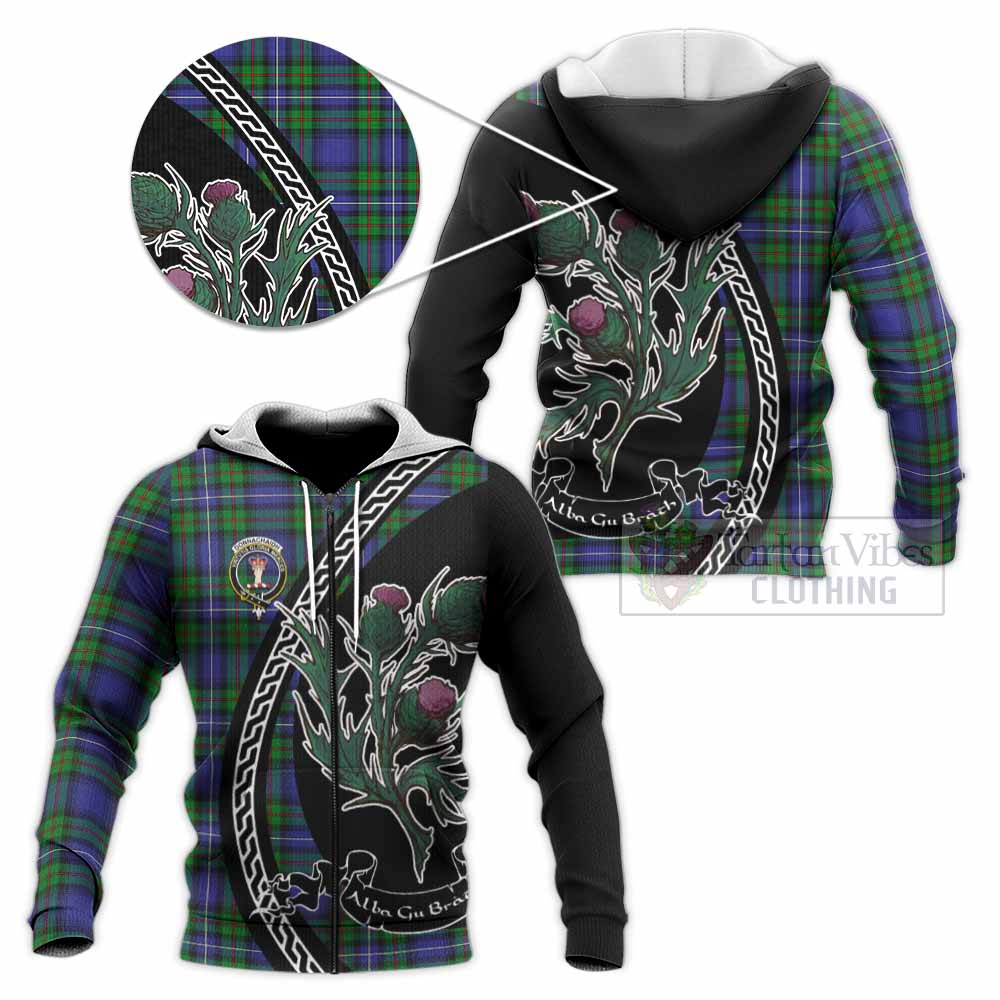 Donnachaidh Family Crest Tartan Knitted Hoodie Alba Thistle Inspired - Tartan Vibes Clothing
