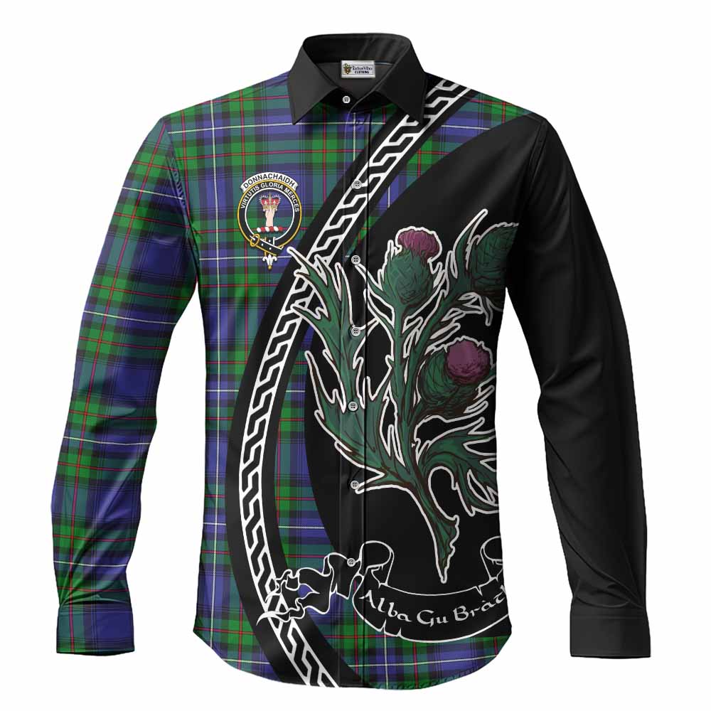 Donnachaidh Family Crest Tartan Long Sleeve Button Shirts Alba Thistle Inspired - Tartan Vibes Clothing