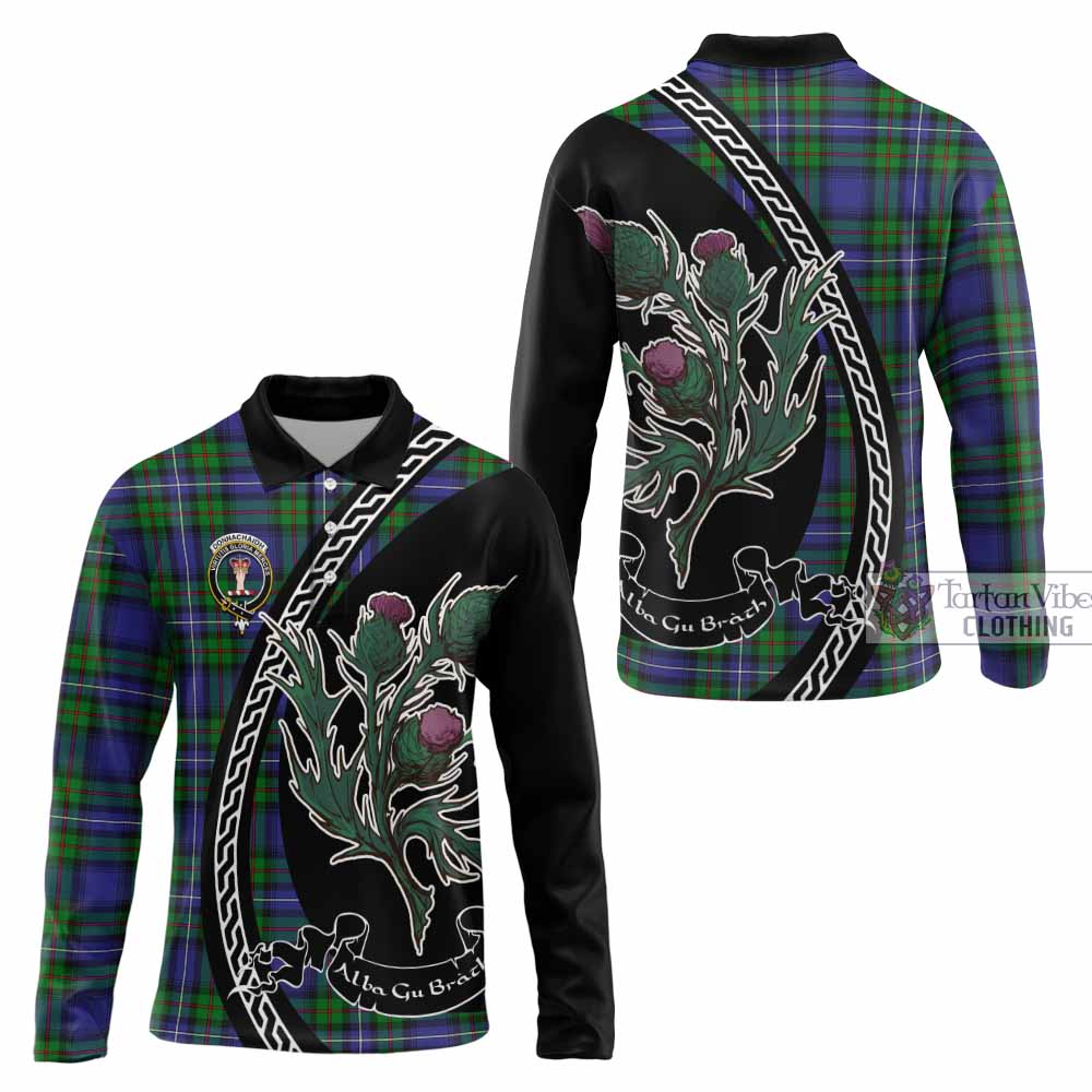 Donnachaidh Family Crest Tartan Long Sleeve Polo Shirt Alba Thistle Inspired - Tartan Vibes Clothing