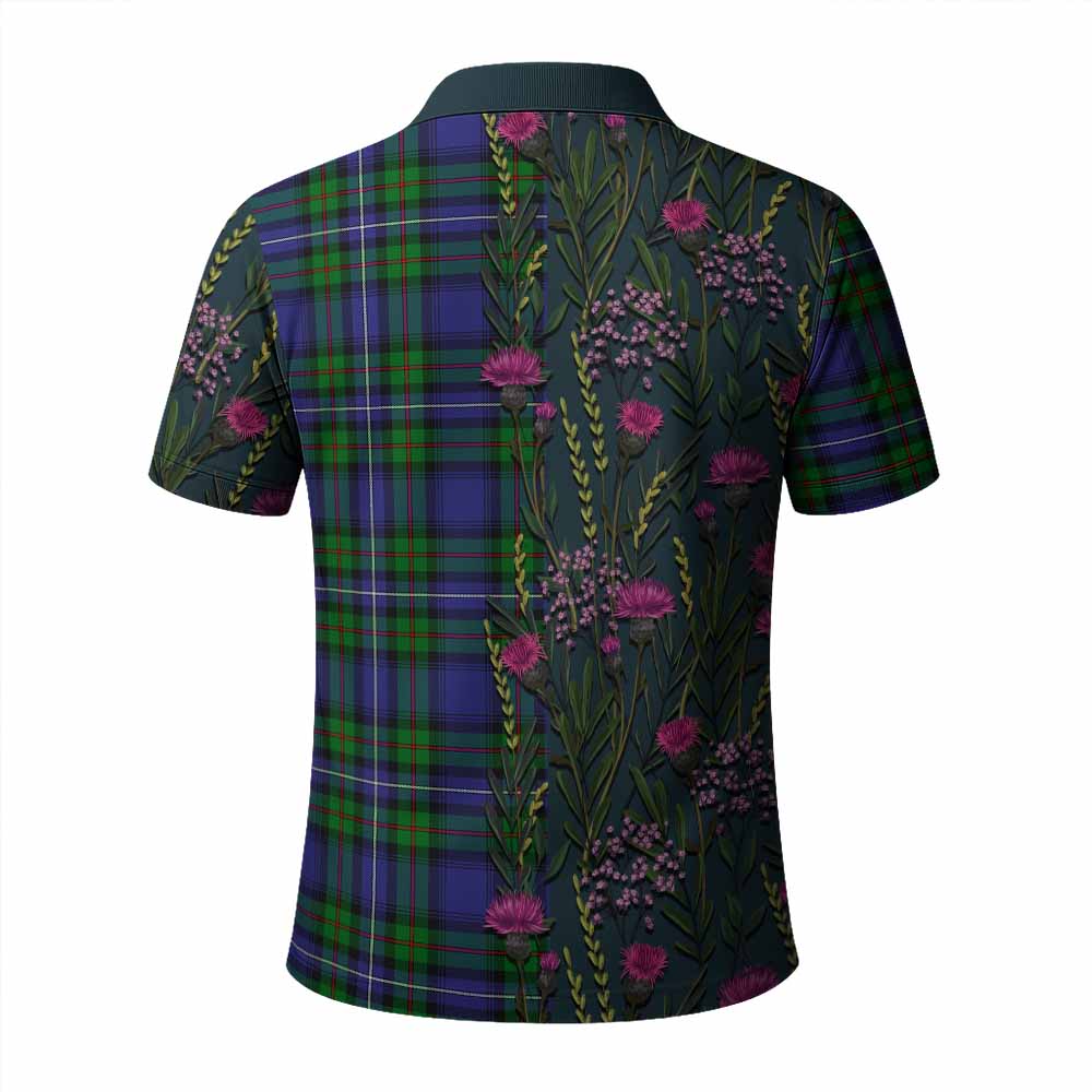 Donnachaidh Family Crest Tartan Polo Shirt Scottish Thistle Flower Pattern Half Style - Tartan Vibes Clothing