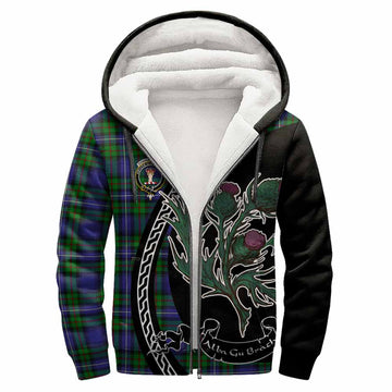 Donnachaidh Family Crest Tartan Sherpa Hoodie Alba Thistle Inspired