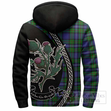 Donnachaidh Family Crest Tartan Sherpa Hoodie Alba Thistle Inspired