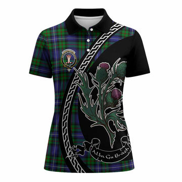 Donnachaidh Family Crest Tartan Women Polo Shirt Alba Thistle Inspired