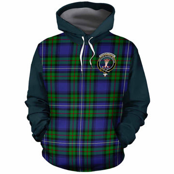 Donnachaidh Tartan Accent Cotton Hoodie with Family Crest