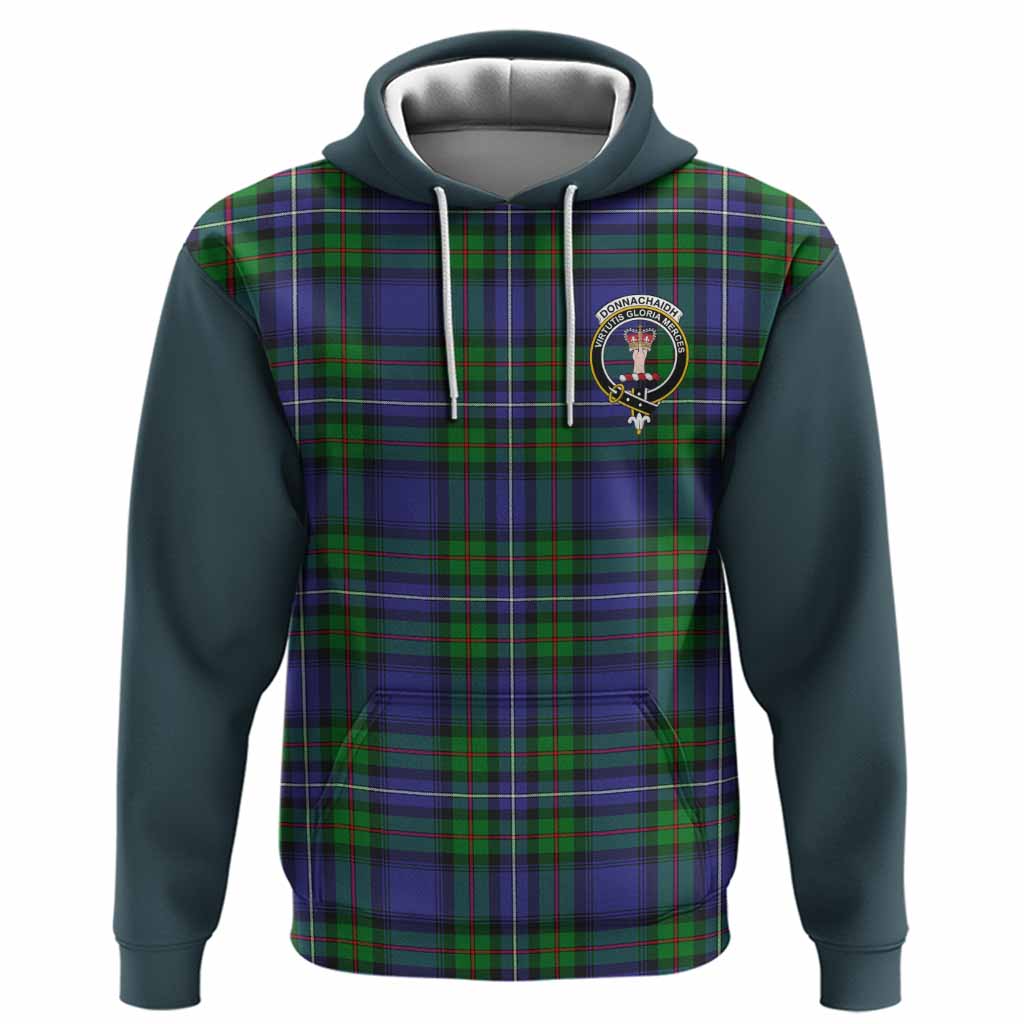Donnachaidh Tartan Accent Hoodie with Family Crest
