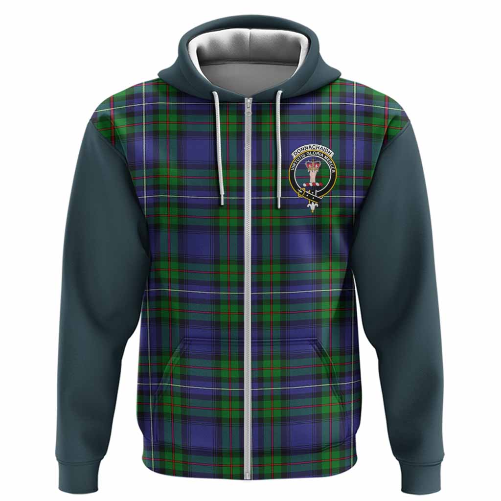 Donnachaidh Tartan Accent Hoodie with Family Crest