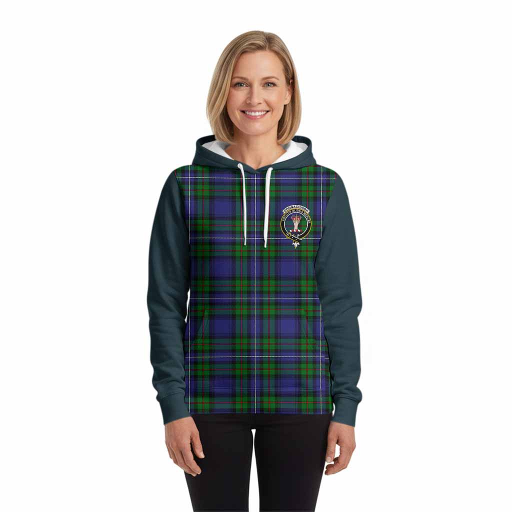 Donnachaidh Tartan Accent Hoodie with Family Crest