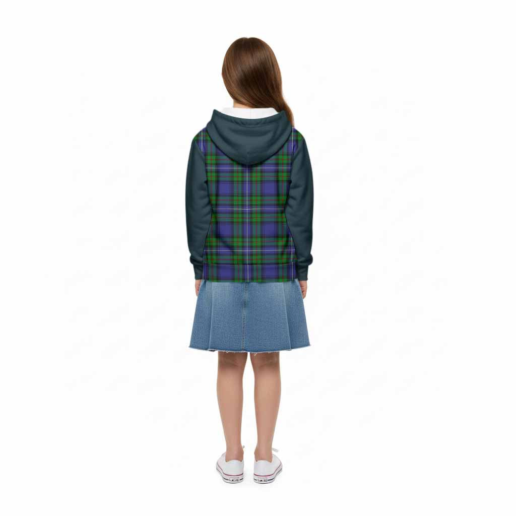 Donnachaidh Tartan Accent Kid Hoodie with Family Crest
