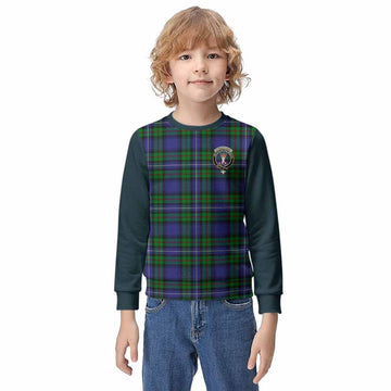 Donnachaidh Tartan Accent Kid Knitted Sweatshirt with Family Crest