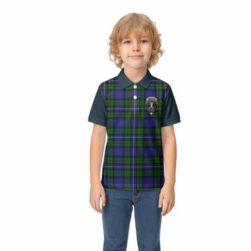 Donnachaidh Tartan Accent Kid Polo Shirt with Family Crest