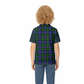 Donnachaidh Tartan Accent Kid Polo Shirt with Family Crest