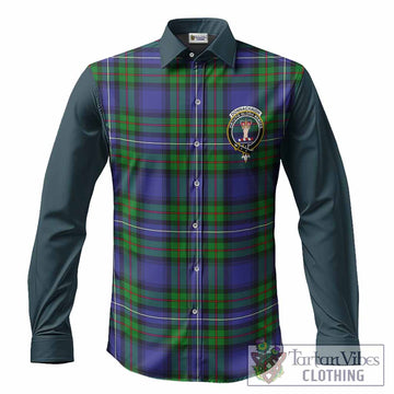 Donnachaidh Tartan Accent Long Sleeve Button Shirts with Family Crest