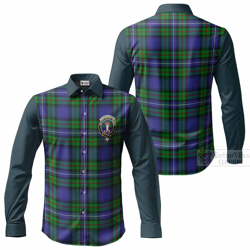 Donnachaidh Tartan Accent Long Sleeve Button Shirts with Family Crest