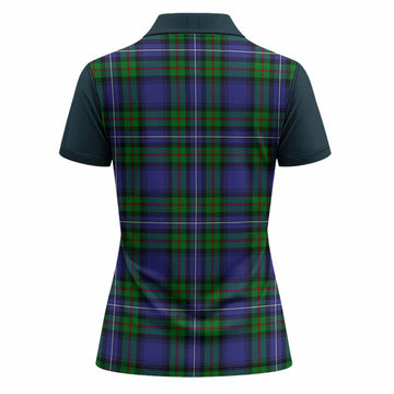 Donnachaidh Tartan Accent Women Polo Shirt with Family Crest