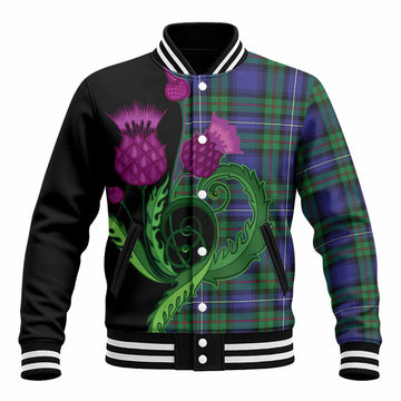 Donnachaidh Tartan Baseball Jacket Traditional Scottish Thistle