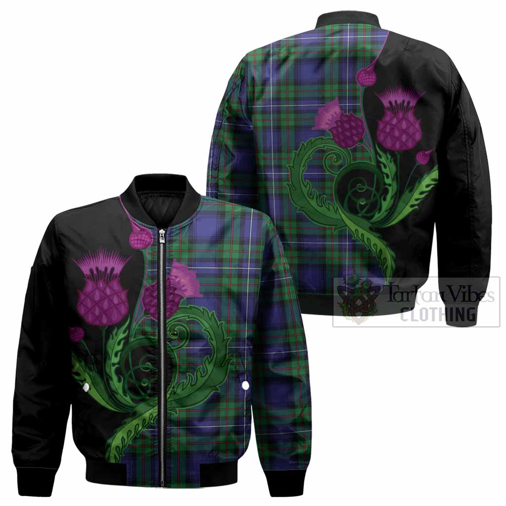 Donnachaidh Tartan Bomber Jacket Traditional Scottish Thistle