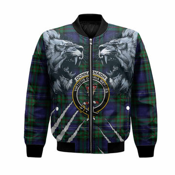 Donnachaidh Tartan Crest Bomber Jacket Ferocious Lion Style