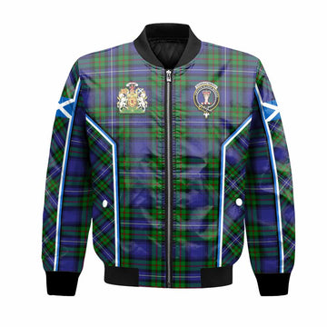 Donnachaidh Tartan Crest Bomber Jacket Scotland Coat of Arm Flag Style